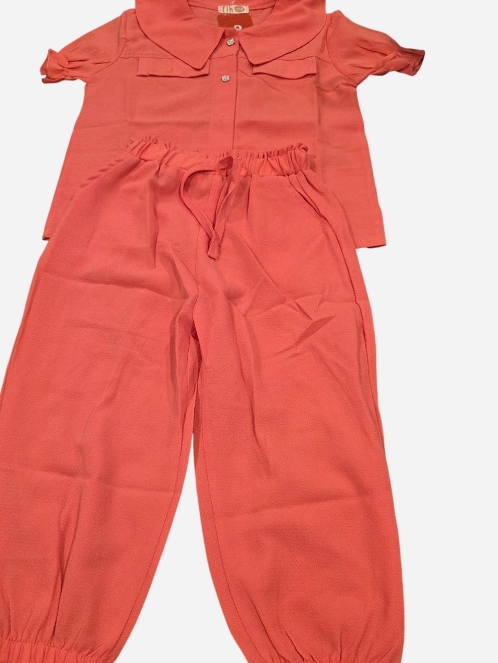 PatPat Coral Knit Drawstring Joggers with Polo Top